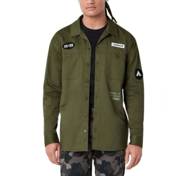 Airwalk Other - Airwalk Mens Long Sleeve Button-Down Shirt, Medium, Green
